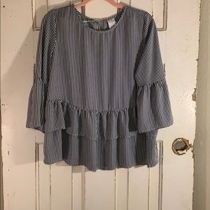 Navy and white striped shirt
